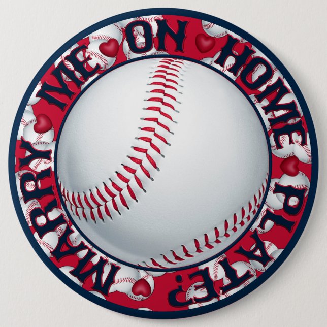 Marry mig på Plate Round Baseball Button Knapp (Framsida)