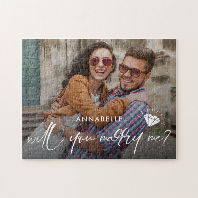 Marry mig Photo Jigszle Puzzle Pussel (Horisontell)