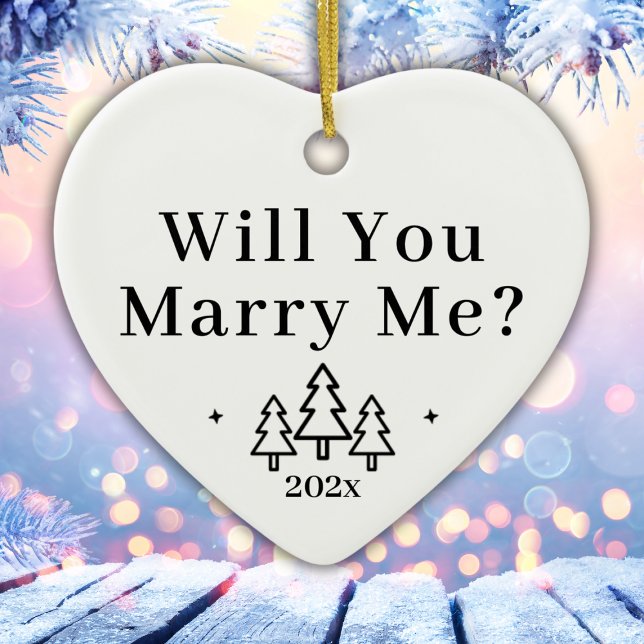 Marry mig Winter Wedom Frieri Julgransprydnad Keramik (Will You Marry Me Winter Wedding Proposal Ceramic Ornament
)