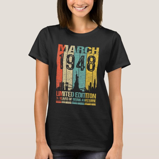 Mars 1948 74 år efter Fantastisk T Shirt (Framsida)