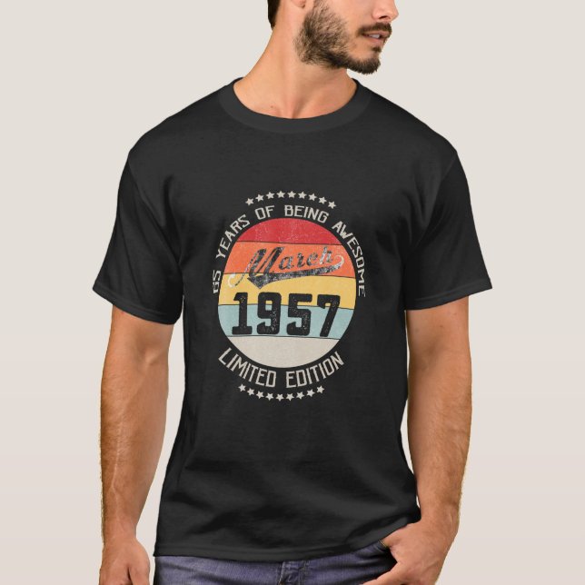 Mars 1957 65e Årets 65-åriga födelsedagstid T Shirt (Framsida)