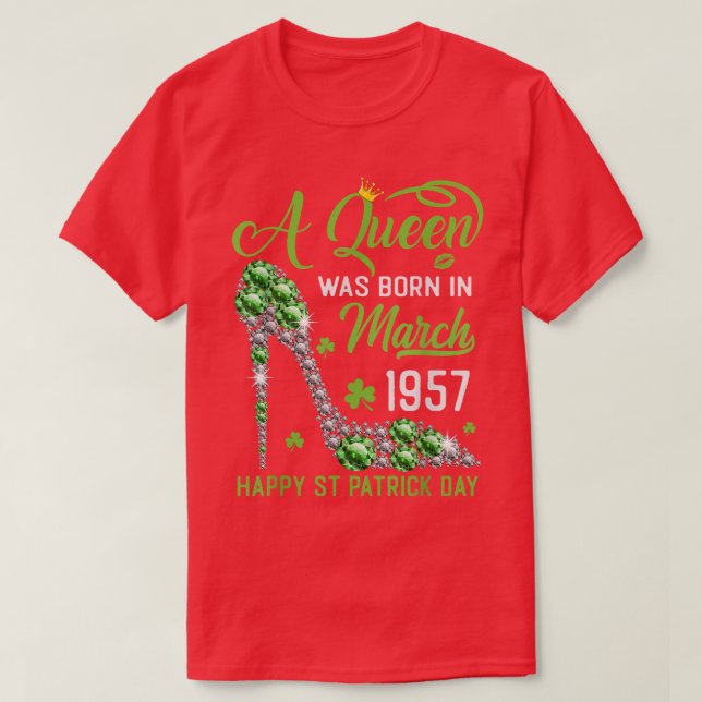 Mars 1957 66:e födelsedag Lycklig St patrick's day T Shirt (Design framsida)
