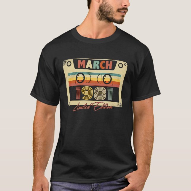 Mars 1981 Retro-kassettband 42:a B-dagen 42 år T Shirt (Framsida)