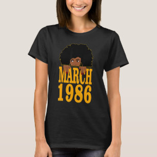 mars 1986 36:e födelsedagen 36 år gamla svarta kvi t shirt