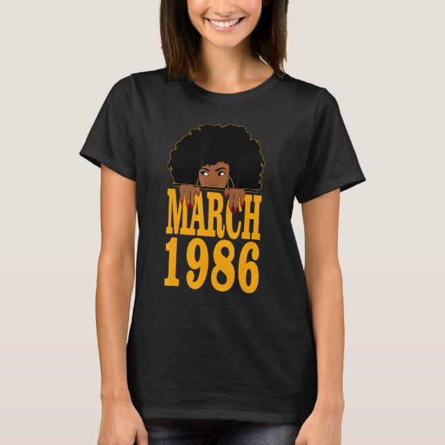 mars 1986 36:e födelsedagen 36 år gamla svarta kvi t shirt (Framsida)