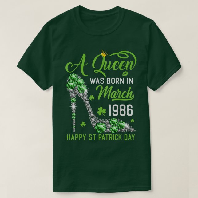 Mars 1986 37:e födelsedag Lycklig St patrick's day T Shirt (Design framsida)