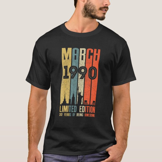 Mars 1990 T 30-årig födelsedag 1990 Shirt (Framsida)