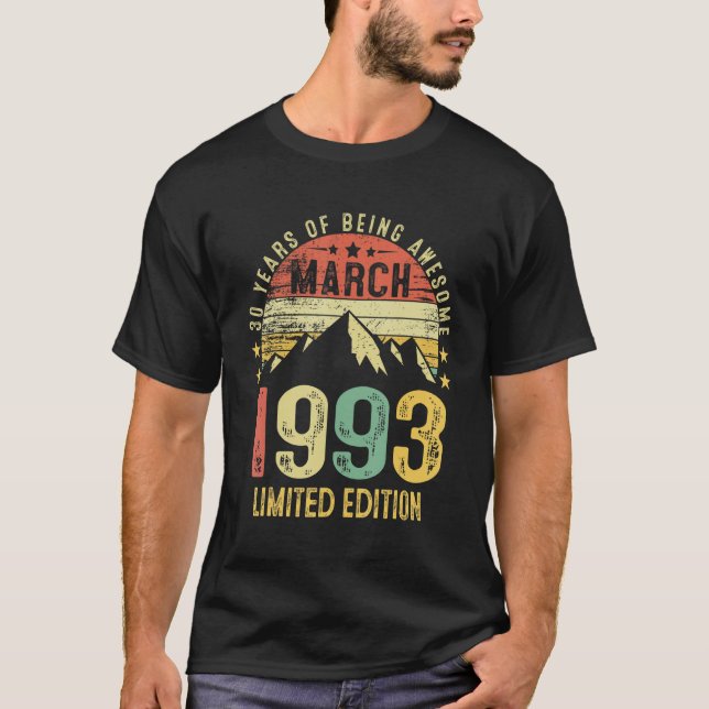 Mars 1993 30års födelsedag 30 år gammal t shirt (Framsida)