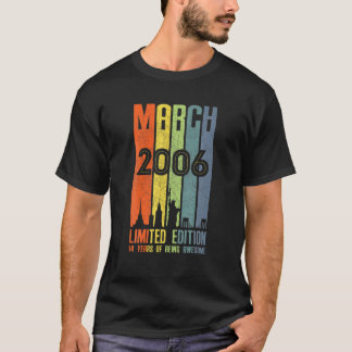 Mars 2006 T-Shirt 14 Års T-Shirt 2006 Födelsedag