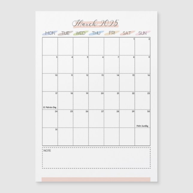 Mars 2025 Magnetisk kalender (Framsida)