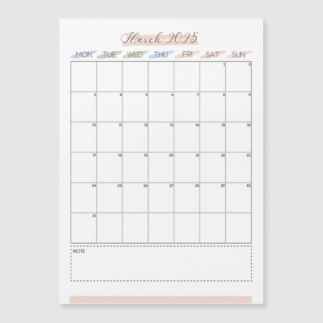 Mars 2025 Magnetisk kalender (Framsida)