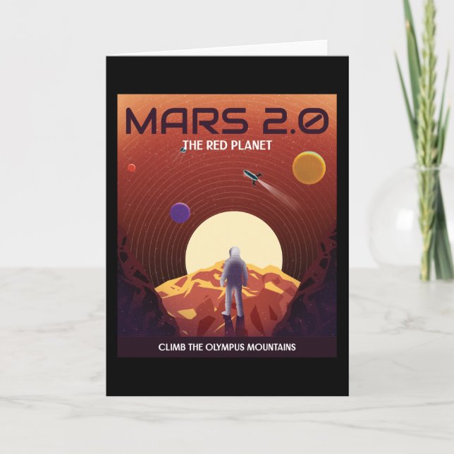 MARS 2.0 RÖD PLANET RETRO-UTRYMME POSTER KORT (Framsida)