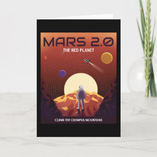 MARS 2.0 RÖD PLANET RETRO-UTRYMME POSTER KORT