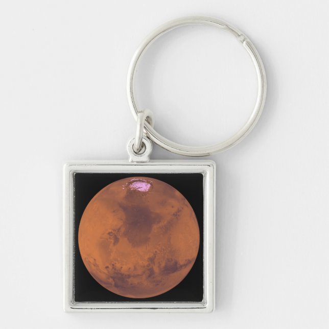 Mars 2 fyrkantig silverfärgad nyckelring (Framsidan)