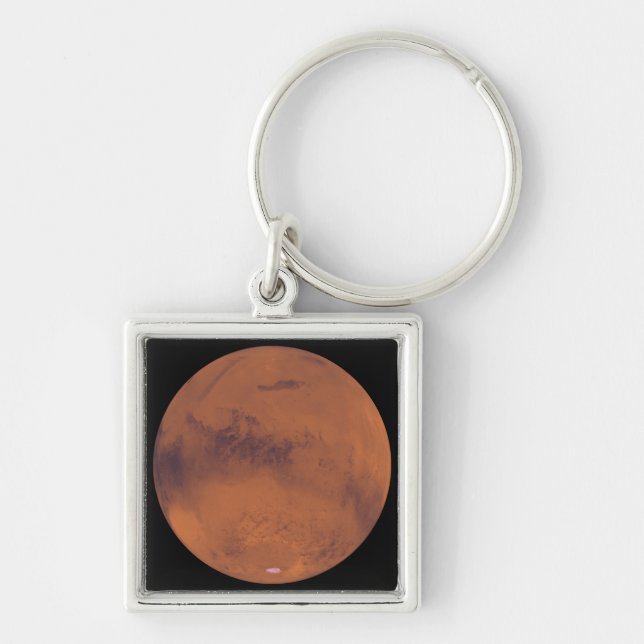 Mars 4 fyrkantig silverfärgad nyckelring (Framsidan)