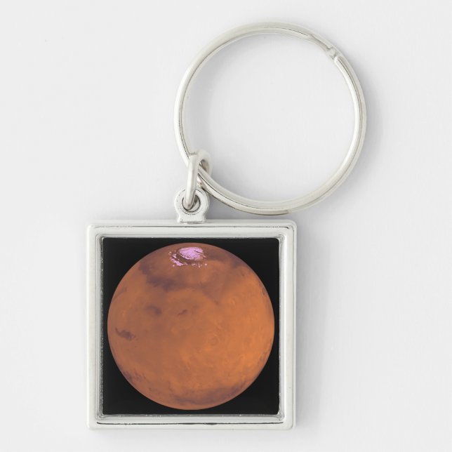 Mars 5 fyrkantig silverfärgad nyckelring (Framsidan)