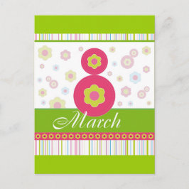 Mars 8 mars åtta Internationell Kvinnodagen Vykort