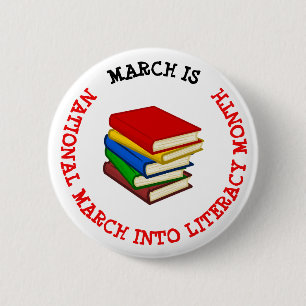 MARS ÄR DEN NATIONELLA MARS I LITERACY MÅNADERKNAP KNAPP