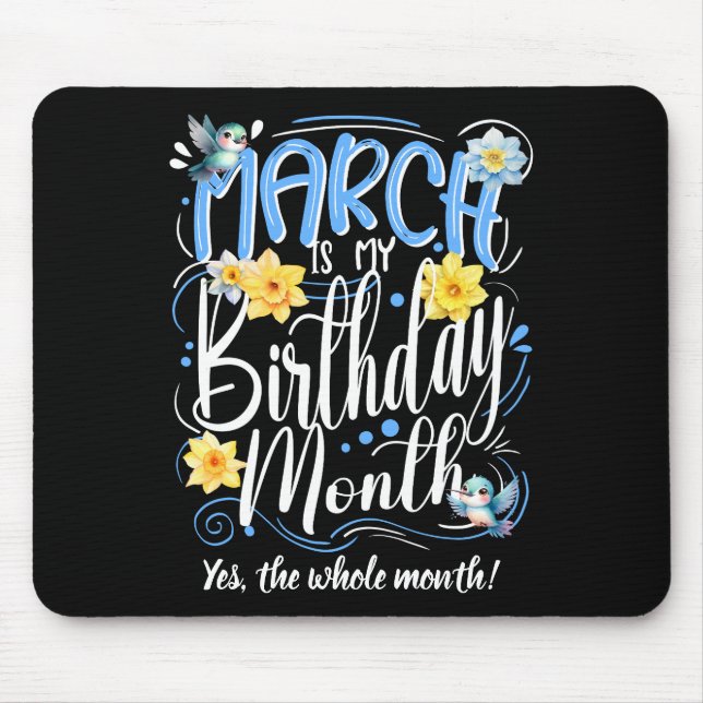 Mars är min Gult på födelsedagsdagen Musmatta (Framsidan)
