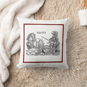 Mars Ares God Krig Greco Roman Chariot Tecknad Kudde
