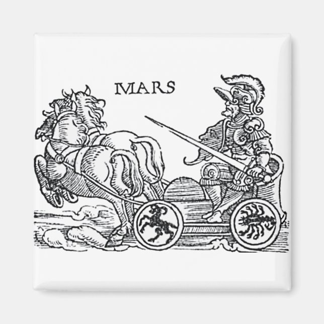 Mars Ares God Krig Greco Roman Chariot Tecknad Magnet (Framsidan)