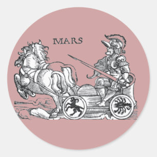 Mars Ares God Krig Greco Roman Chariot Tecknad Runt Klistermärke