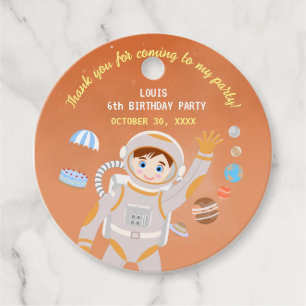 Mars astronaut-pojken, temat födelsedagsfest gåvor etiketter