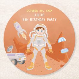 Mars astronaut-pojken, temat födelsedagsfest underlägg papper rund