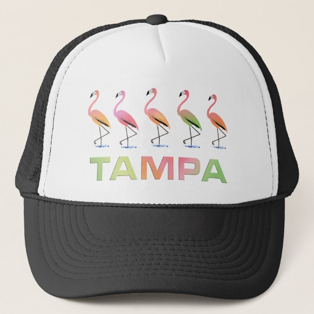 Mars av de tropiska flamingosna TAMPA Truckerkeps (Framsida)