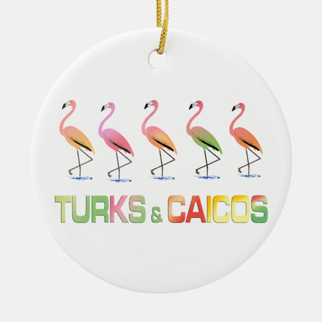Mars av de tropiska FlamingosTURKSNA & CAICOSEN Julgransprydnad Keramik (Framsidan)