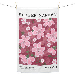 Mars Birkeland Flower Market Rosa Sakura Cherry Pr Kökshandduk