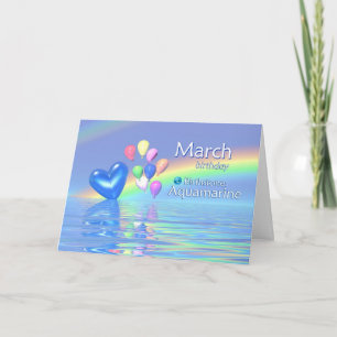 Mars Birthday Aquamarine Heart Kort