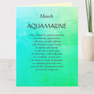 Mars Birthday Birthstone Aquamarine Hälsning Kort
