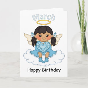 Mars Birthstone Angel Black Birthday Card Kort