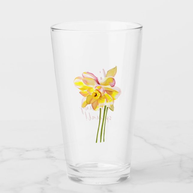 Mars-blomma Vattenfärg Daffodil Glass Glaskopp (Framsida)