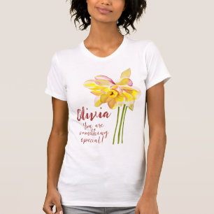 Mars-blomman Watercolor Daffodil T-Shirt