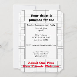 Mars Bracket Basketball-meddelande Party Inbjudningar