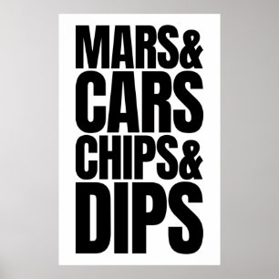 Mars & Cars Chip & Dips - Elon Musks Twitter Bio Poster