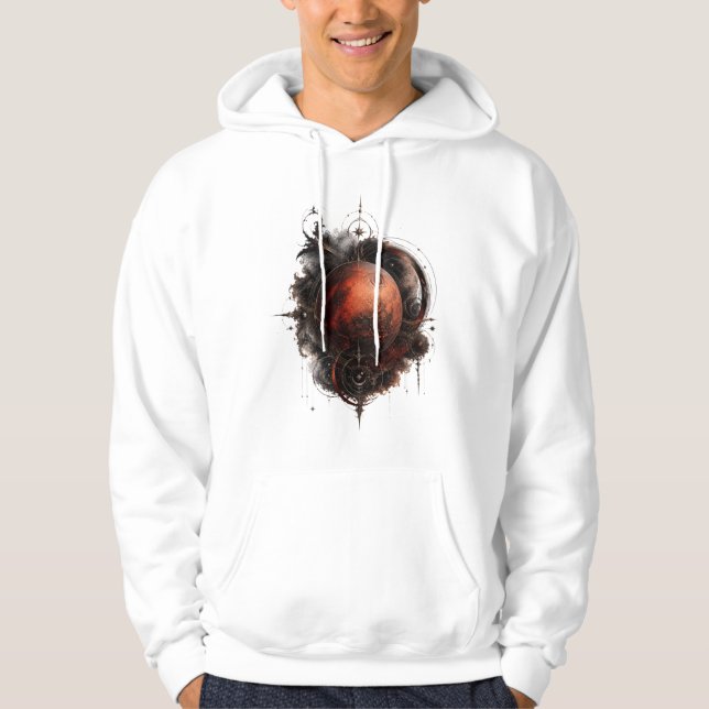 Mars Crimson Orbit Celestial Gothic Hoodie (Framsida)
