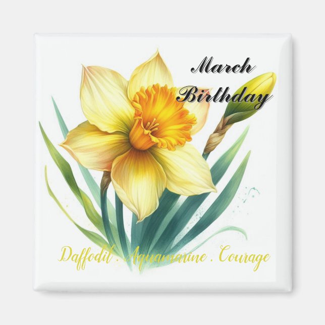 Mars Daffodil och Birthstone Magnet (Framsidan)