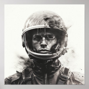Mars Dubbla Exponering Fotografi Träkol Stil 2K Poster