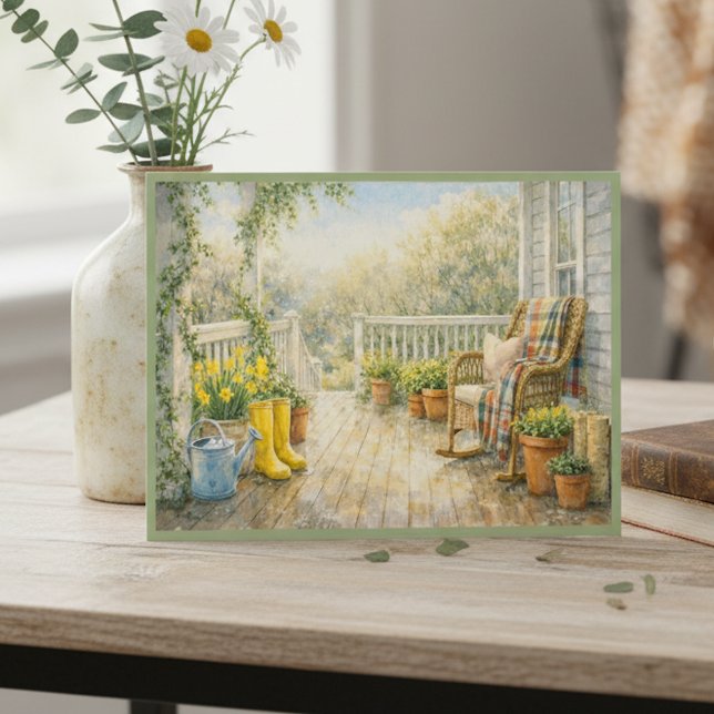 Mars Efter En Regnig Dag Veranda Vattenfärg Konst Vykort (Skapare uppladdad)