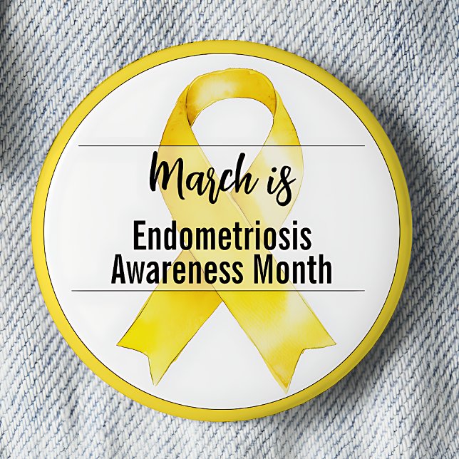 Mars Endometriosis Awareness Month Ribbon Knapp (March is Endometriosis Awareness Month pinback button.)