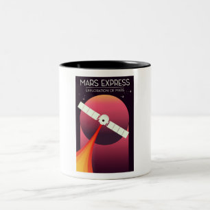 Mars Express - Exploration of Mars Space Art. Två-Tonad Mugg