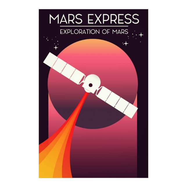 Mars Express - Utforskning av Mars Rymdkonst. Fototryck (Framsidan)