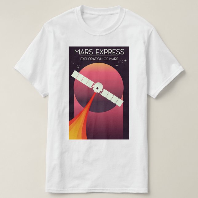 Mars Express - Utforskning av Mars Rymdkonst. T Shirt (Design framsida)