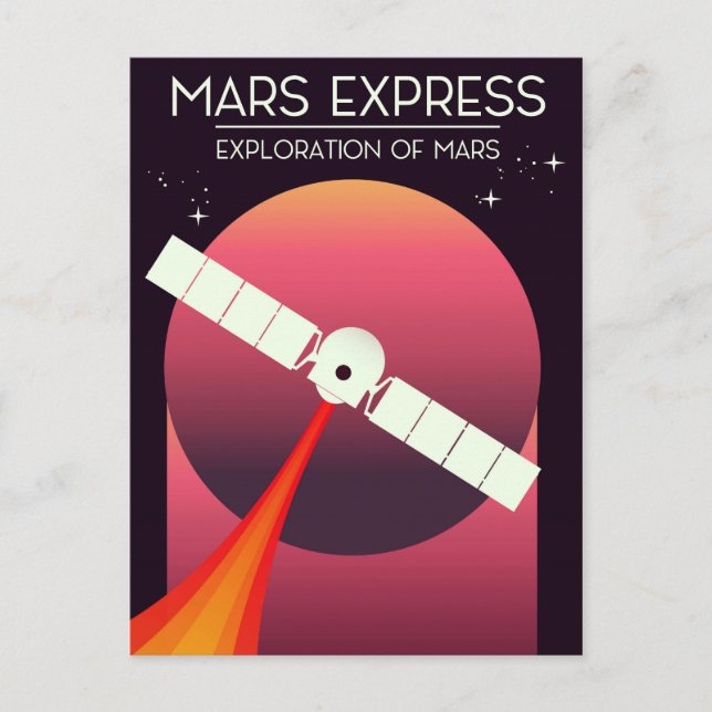 Mars Express - Utforskning av Mars rymdkonst. Vykort (Framsida)