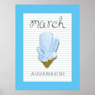 Mars Födelse Sten Aquamarine 18x24 Konst Poster