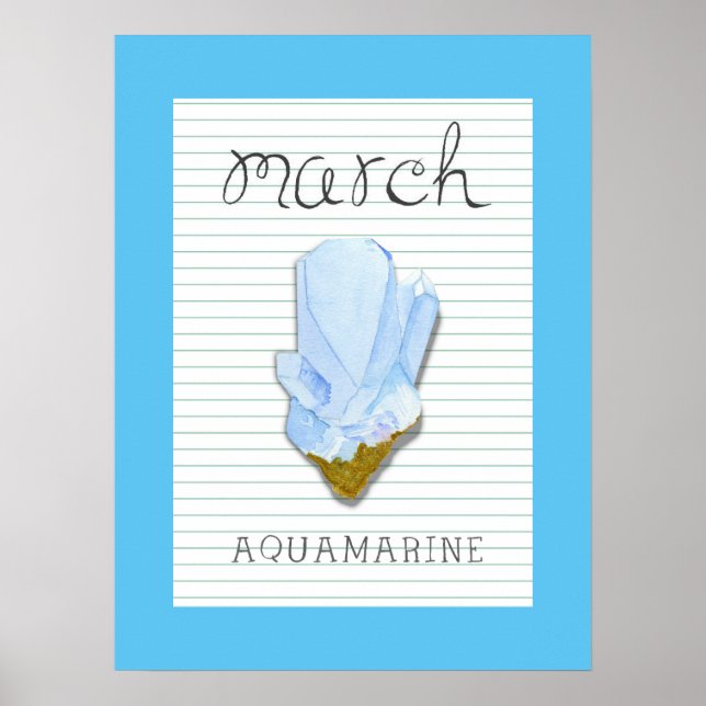 Mars Födelse Sten Aquamarine 18x24 Konst Poster (Framsidan)