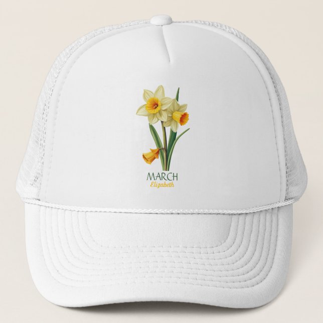 Mars födelsedag Daffodil Bird Flower Personlig Keps (Framsida)